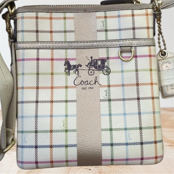 Coach Heritage Stripe Tattersall Crossbody Bag - Picture 1 of 4